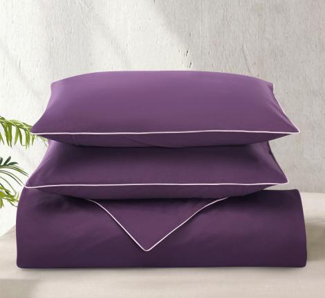 Постельное бельё "KARTEKS" сатин однотонный с кантом HK-10 (фиолетовый), 2 спальный
