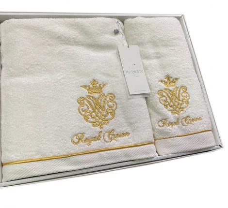 Комплект махровых полотенец  30x50-50x100-85x150 Maison D'or "ROYAL", кремовый