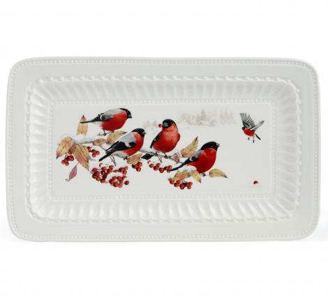 Блюдо прямоугольная "ЛЕСНАЯ СКАЗКА" СНЕГИРИ, длина 30 см