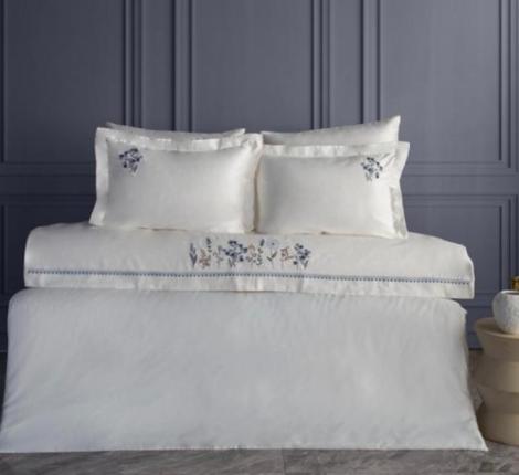 Постельное бельё "DANTELA VITA" сатин с вышивкой VERIA (синий), Евро