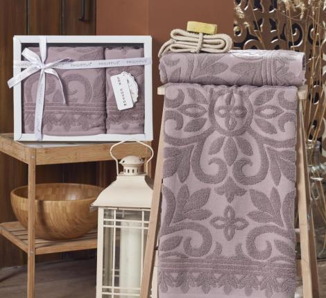 Комплект махровых полотенец "PHILIPPUS" (50x90/70х140) 2 шт. EDNA, баклажан