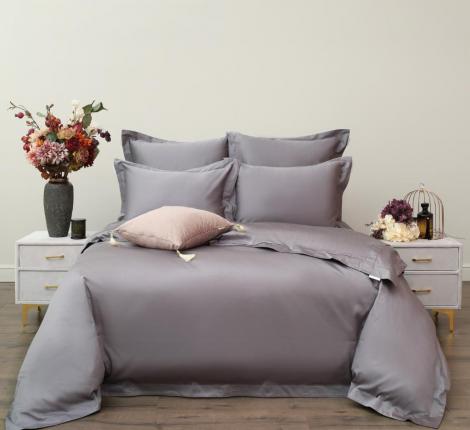 Постельное белье "Sofi de Marko" Моно (серо-лиловый) Сатин ДеЛюкс, Евро макс