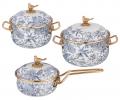 Набор эмалированных кастрюль и ковш с крышкой "ROYAL GARDEN" 950-781, 0,9/2,1/2,8 л