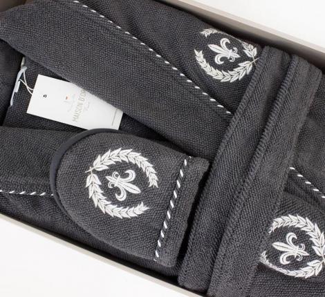 Халат мужской махровый с капюшоном Maison D'or "SEYMOUR" антрацит, 5XL(58)/6XL(60)