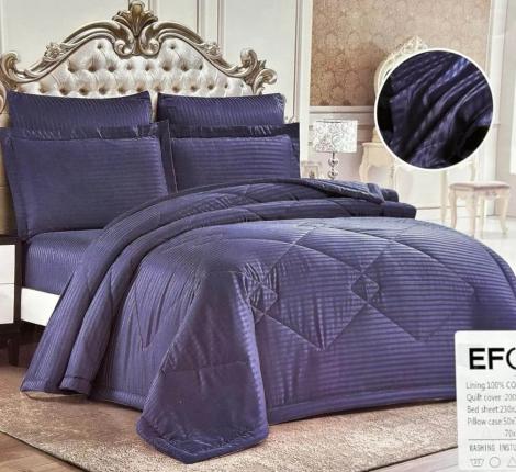 Постельное бельё EFOR SATEN LACIVERT темно-синий (4 наволочки), Евро