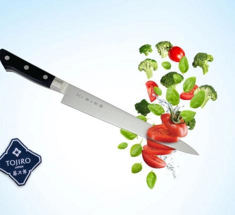 Кухонный нож-слайсер для нарезки "TOJIRO" F-806, длина лезвия 270 мм