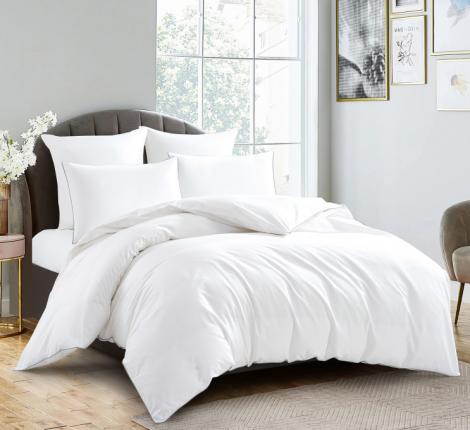 Постельное бельё "KARTEKS" сатин однотонный с кантом HK-01 (белый), 2 спальный