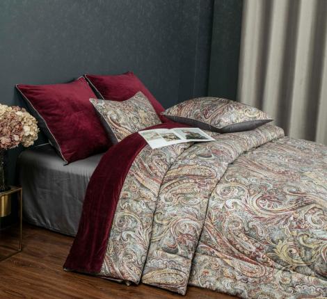 Постельное белье с одеялом "Kazanov.A." Агра (бургунд платина) Велюр/Egypt Cotton,  Евро