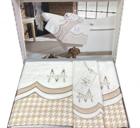 Комплект махровых полотенец 30x50-50x100-85x150 Maison D'or "LOWES", бежевый