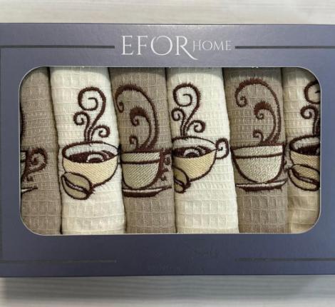 Набор вафельных салфеток "EFOR"(6шт) (40*60) KAHVE