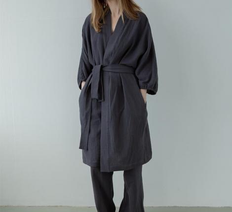 Халат Luxberry "Муслин и комфорт" графитовый, S