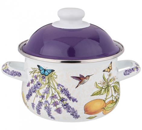 Кастрюля эмалированная с крышкой "ПРОВАНС" ЛИМОНЫ, 1,5 л