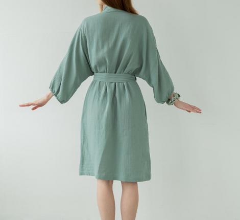 Халат Luxberry "Муслин и комфорт" пыльно-бирюзовый, S