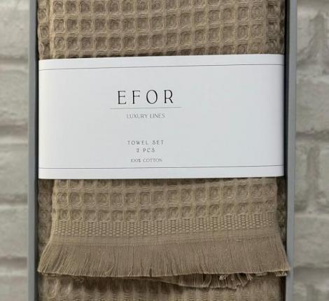 Набор полотенец &quot;EFOR&quot; (50*90; 70*140) WAFFLE, бежевый