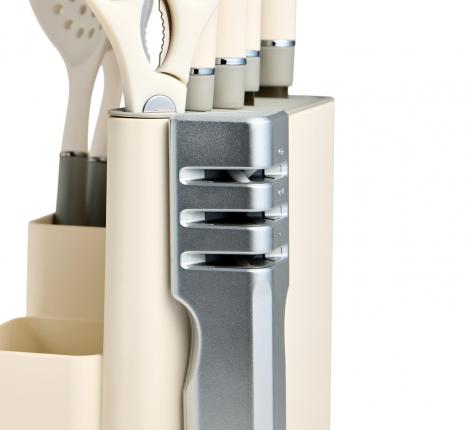 Набор кухонных ножей (5 шт.) и приборов "AGNESS", 11 предметов (белый/серый)