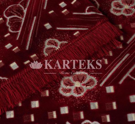 Покрывало шпигель большой "Karteks" на диван 160х220 РОМАШКА, бордовый