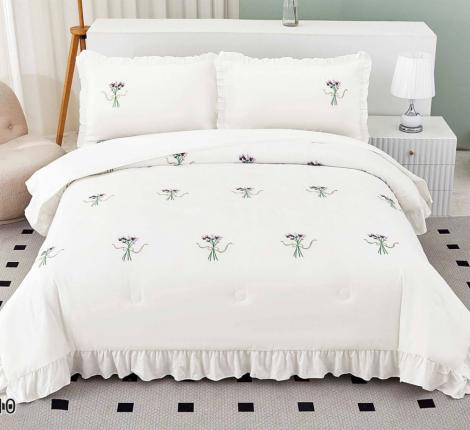 Постельное бельё EFOR COTTONI с вышивкой "Эмилия №2" белый, Евро