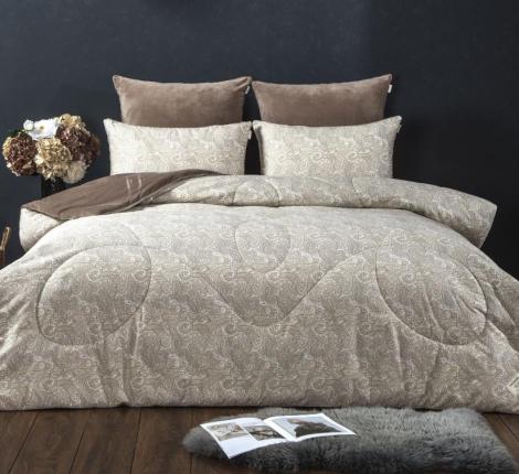 Постельное белье с одеялом "Kazanov.A." Рошель (бежевый жемчуг) Велюр/Egypt Cotton, Евро