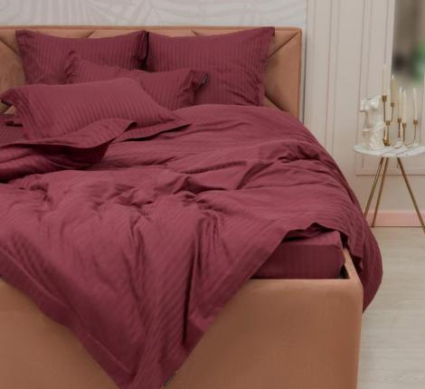 Постельное белье "Sofi de Marko" Моне (бордо) Страйп Сатин, Семейный