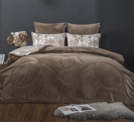 Постельное белье с одеялом "Kazanov.A." Голди (бежевый пудра) Велюр/Egypt Cotton, Евро