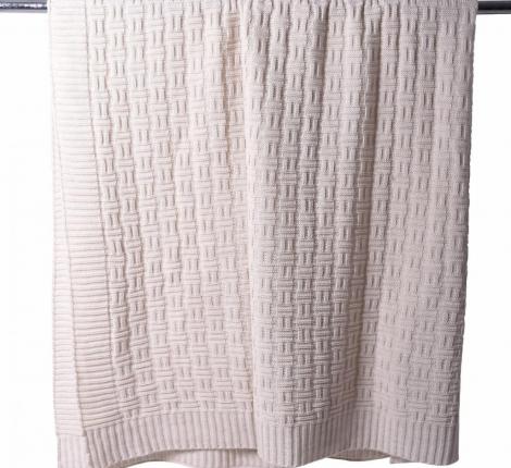 Плед вязаный "ШАХМАТЫ" 180x200, лён