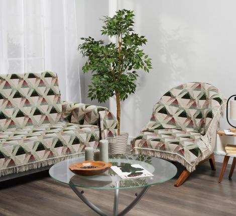 Покрывало шпигель большой "Karteks" на диван 160х220 АБСТРАКЦИЯ, перламутровый  