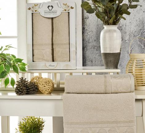 Комплект махровых полотенец "TWO DOLPHINS" (50x90/70х140) 2 шт. PENZA, бежевый