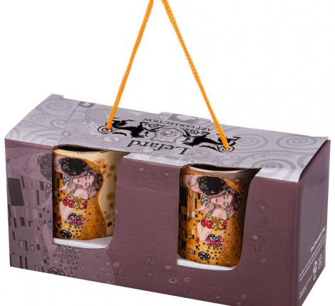 Набор кружек 2 шт. "ПОЦЕЛУЙ" (Г. КЛИМТ), 300 мл (кремовый-серый)