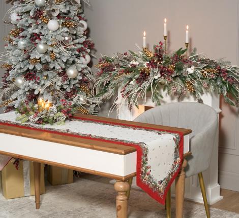 Дорожка с пропиткой "МОРОЗКО.СНЕГИРИ "45х215 см, красный