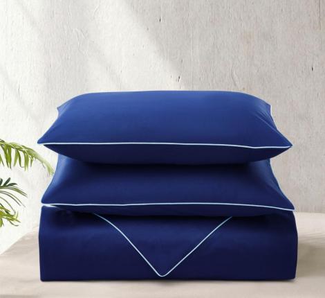 Постельное бельё "KARTEKS" сатин однотонный с кантом HK-09 (тёмно-синий), Евро