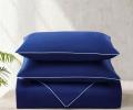 Постельное бельё "KARTEKS" сатин однотонный с кантом HK-09 (тёмно-синий), Евро