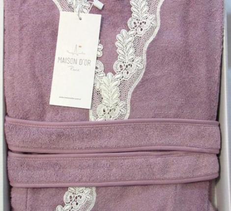 Халат женский махровый Maison D'or DINA фиолетовый, XS(42)-S(44)