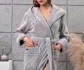 Халат женский трига с капюшоном "AMBIELLA A-1215" серый, S/M