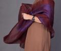Шаль YSABEL "SILK" оранжево-синяя с кругами, 45х210