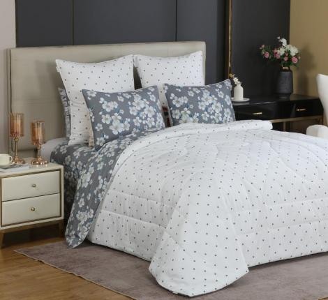 Постельное белье с одеялом "Kazanov.A." Зара (графит жемчуг) Сатин, 1,5 спальный