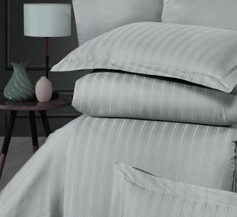 Постельное бельё "DO&CO" Сатин DELUX STRIPE, Семейный (серый)