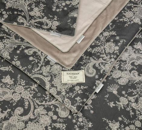 Постельное белье с одеялом "Kazanov.A." Эльба (бежевый графит) Велюр/Egypt Cotton, Евро