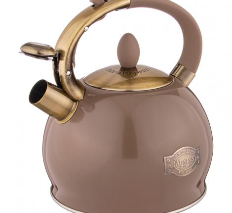 Чайник со свистком "ТЮДОР", 3,0 л (шоколад)