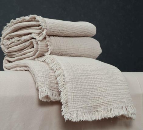 Постельное белье с покрывалом "Kazanov.A." Stonewash Muslin (кремовый) Муслин, Евро