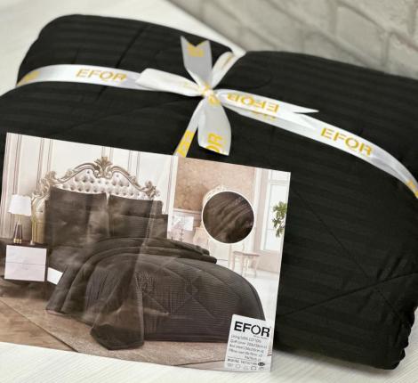 Постельное бельё c одеялом EFOR SATEN SYAH (черный), Семейный