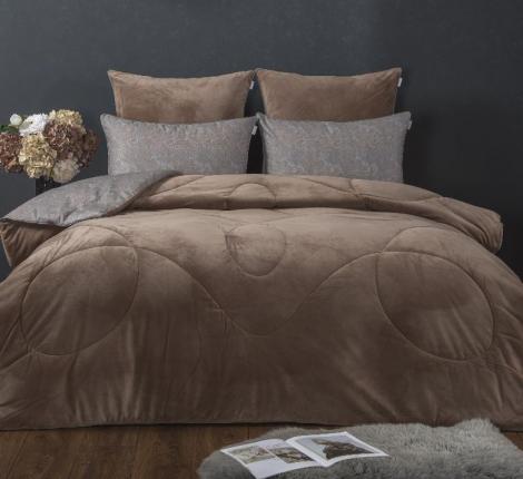 Постельное белье с одеялом "Kazanov.A." Турин (марсала кремовый) Велюр/Egypt Cotton, Евро