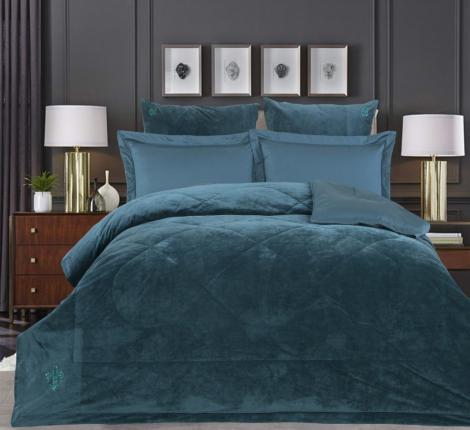 Постельное белье с одеялом "Kazanov.A" Lindor Premium (изумруд) Велюр/Egypt Cotton, Евро