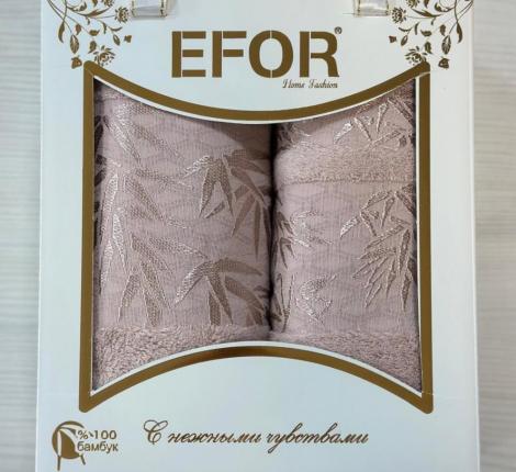 Набор бамбуковых полотенец EFOR "YAPRAK" (50*90,70*140), персиковый