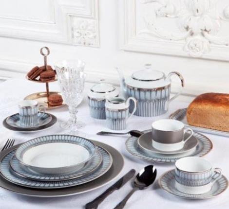 Тарелка десертная "ARCADES GRIS PLATINE" диаметр 22 см, лиможский фарфор