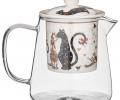 Чайник стеклянный с ситом "ПАРИЖСКИЕ КОТЫ", 400 мл