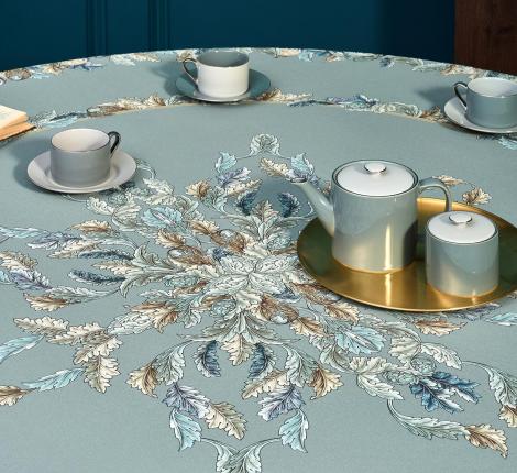 Скатерть круглая с пропиткой "ЛИСТЬЯ МОРРИСА" GOLD STRIPE, 220 см