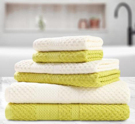 Набор полотенец AKAY "LAMA" 6 шт. (33*50-2, 50*80-2, 70*130-2), оливковый-кремовый