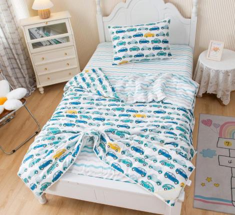 Постельное белье с одеялом детское "Sofi de Marko" Авто Чайка (белый) Сатин, 1,5 спальный