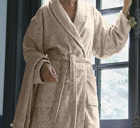 Халат велюровый "Blanc des Vosges" PRINCESS SABLE (песочный), S