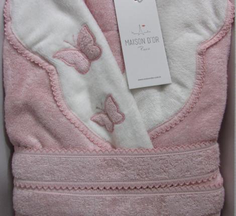 Халат женский махровый с тапочками Maison D'or "MONIQUE KELEBEK" (пыльная роза), XL(50)-XXL(52)